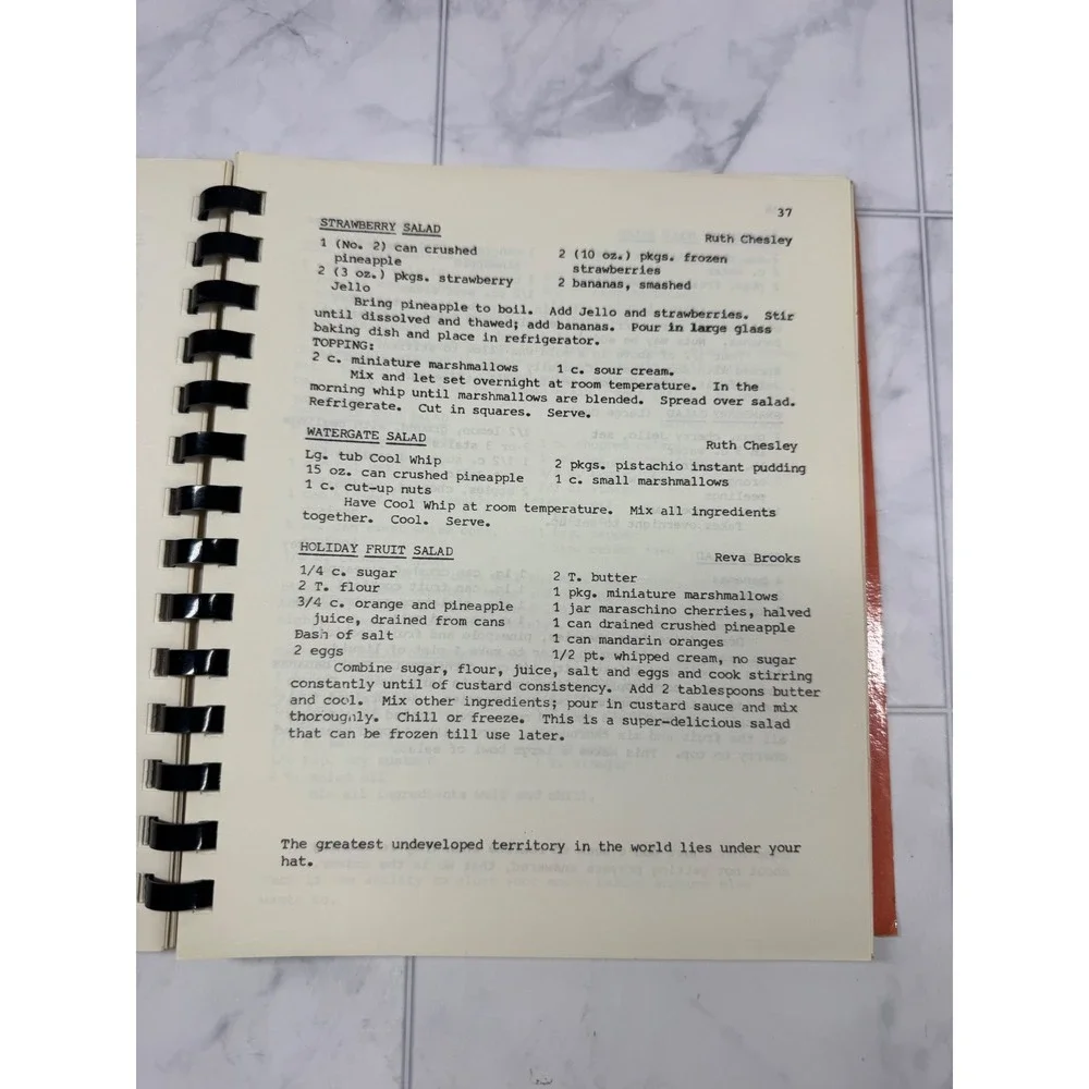 Vintage 1980 Coolidge Ward Relief Society Cookbook LDS Community Recipes Orange